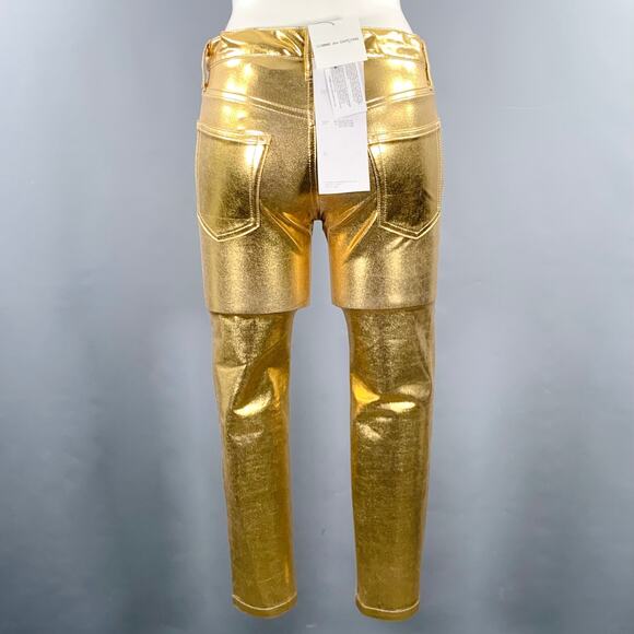 JUNYA WATANABE 2021 Size XS Gold Nylon Blend Metallic Zip Fly Casual Pants - Picture 2 of 6